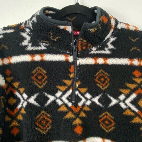 Canada Weather Gear Womens XL Black 1/4 Zip Sherpa Sweatshirt Aztec Tribal Comfy - Picture 13 of 14